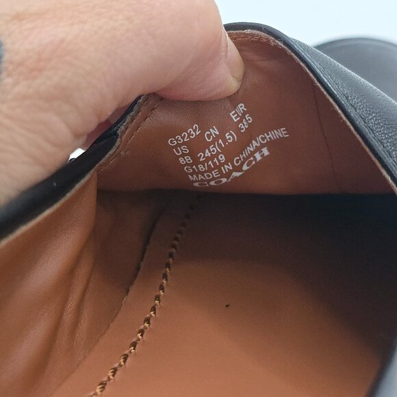 Coach | black leather slip-on preppy pointed toe loafers shoes | WMS 8 - Picture 4 of 10